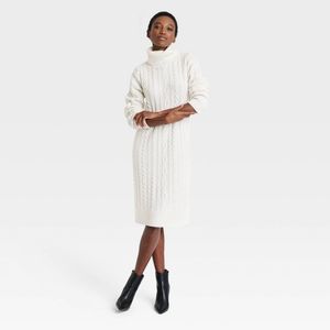 a new day Women's Cream Cable Knit Sweater Dress